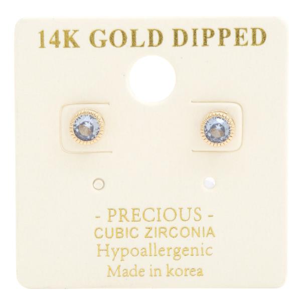 14K GOLD DIPPED CZ ROUND EARRING