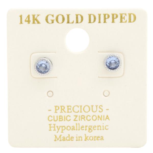 14K GOLD DIPPED CZ ROUND EARRING