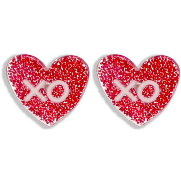 ACETATE VALENTINE`S DAY XO HEART EARRING