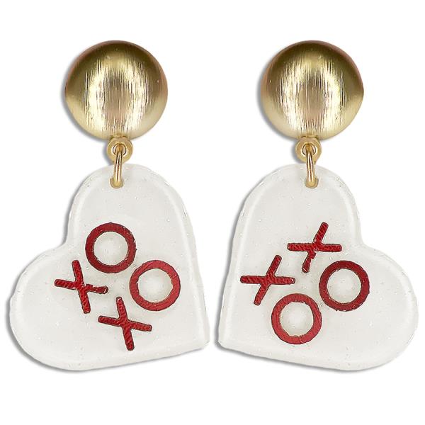 ACETATE VALENTINE`S DAY XOXO LETTER POST EARRING