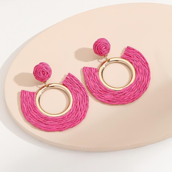 RAFFIA ROUND DANGLE EARRING