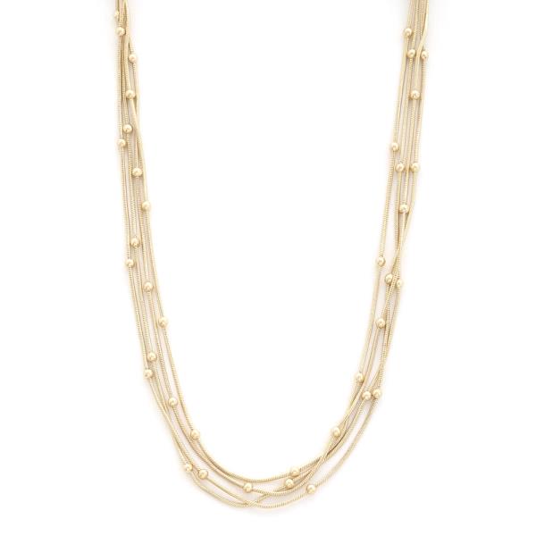 BALL BEAD METAL LAYERED NECKLACE