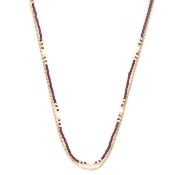 SEED BEAD METAL LINK LAYERED NECKLACE