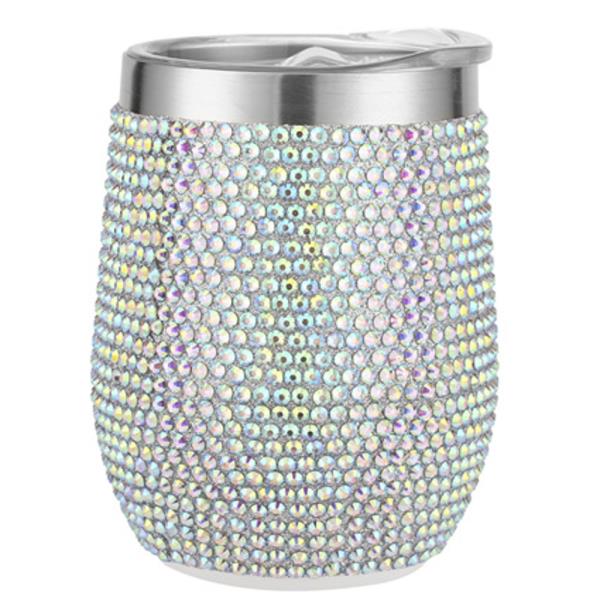 RHINESTONE BLING WINE SIPPER TUMBLER WITH LID