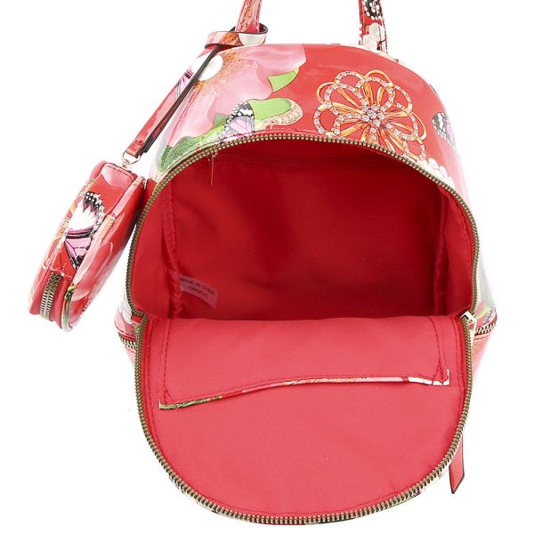 3I1N FLOWER PRINT CONVERTIBLE ZIPPER BACKPACK WITH WALLET AND COIN PURSE SET