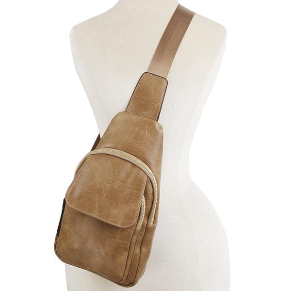 SMOOTH ZIPPER SLING CROSSBODY BAG