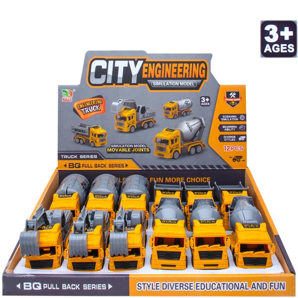 CITY ENGINEERING SIMULATION MODEL TRUCK SERIES TOY (12 UNITS)
