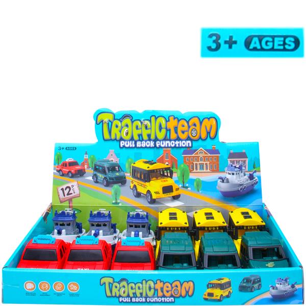 TRAFFIC TEAM PULL BACK FUNCTION VEHICLE TOY (12 UNITS)