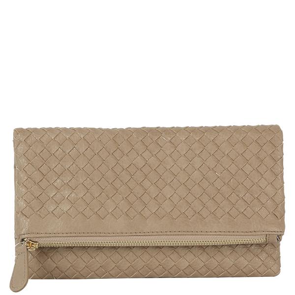 CHIC ZIPPER BRAID TEXTURE CROSSBODY CLUTCH