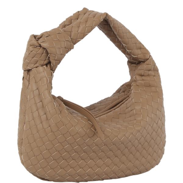 FASHION BRAID TEXTURE KNOT ZIPPER SHOULDER BAG