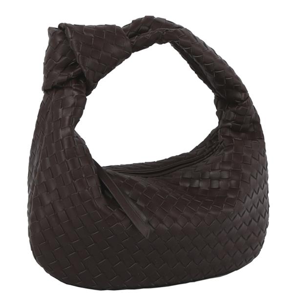 FASHION BRAID TEXTURE KNOT ZIPPER SHOULDER BAG