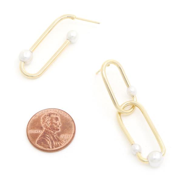 OVAL 14K GOLD DIPPED PEARL BEAD EARRING