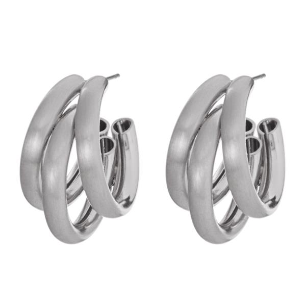 METAL HIGH POLISHED SATIN PLATING HOOP EARRING