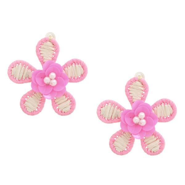 FLOWER RAFFIA EARRING