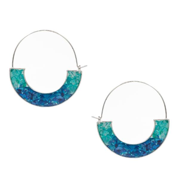 ROUND SHAPED CHIP SHELL HOOP EARRING