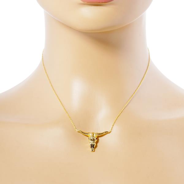 GOLD DIPPED COW SKULL PENDANT NECKLACE