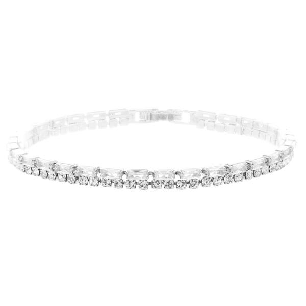 RHINESTONE CZ BAGUETTE 2 LINE BRACELET