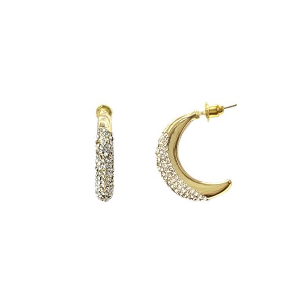 CRESCENT PAVE HOOP EARRING