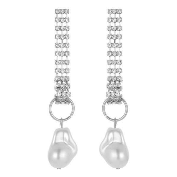 BAROQUE PEARL RHINESTONE DROP EARRING