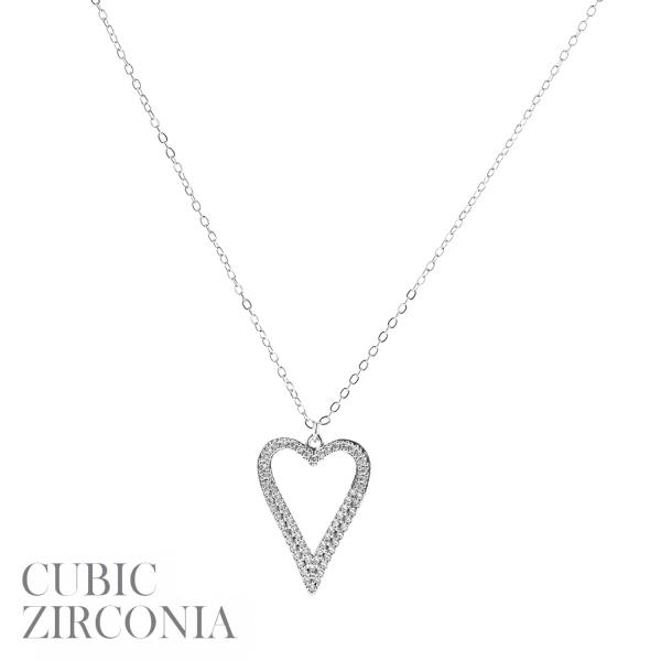 CZ OUTLINE HEART NECKLACE