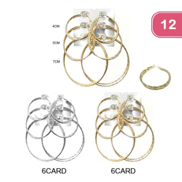 3PAIR LAYERED HOOP EARRING (12 UNITS)