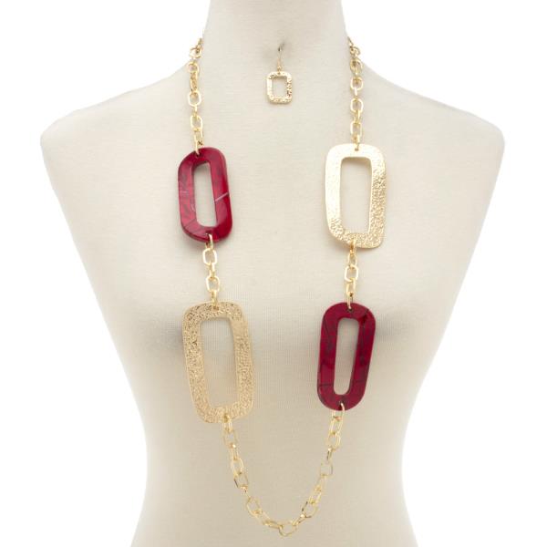 LEOPARD PRINT RECTANGLE STATION METAL NECKLACE