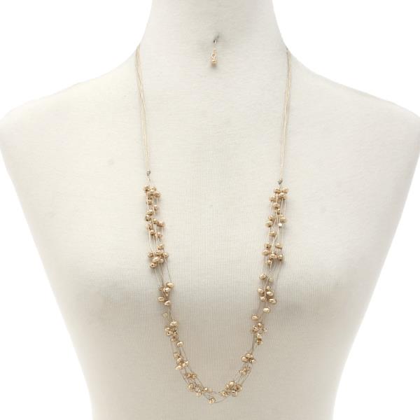 BEADED LAYERED LONG NECKLACE