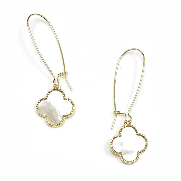 MOTHER OF PEARL CLOVER DANGLE EARRING