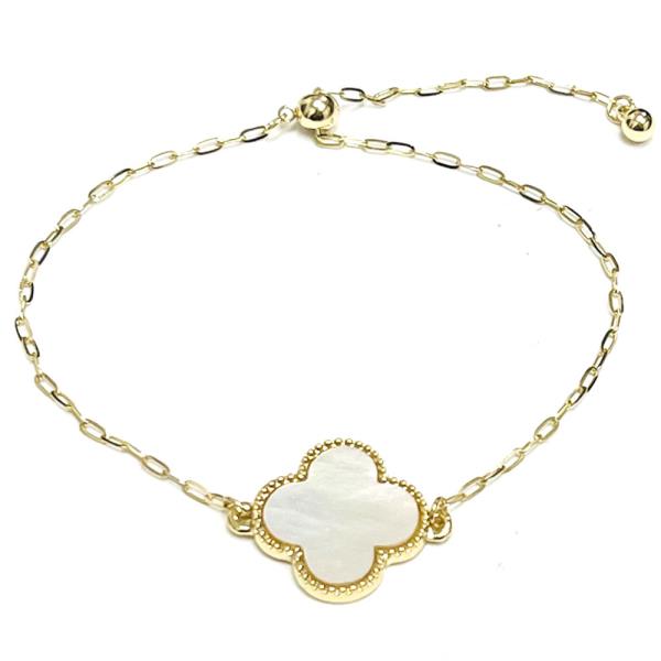 MOTHER OF PEARL CLOVER METAL CHAIN BRACELET