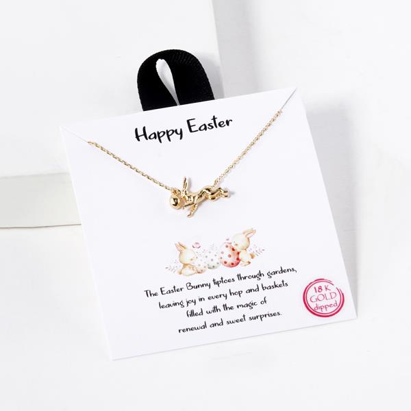 18K GOLD RHODIUM DIPPED HAPPY EASTER NECKLACE