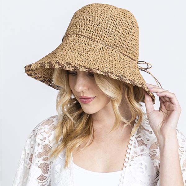 EDGE DETAILED STRAW BUCKET HAT