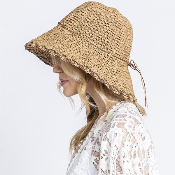 EDGE DETAILED STRAW BUCKET HAT