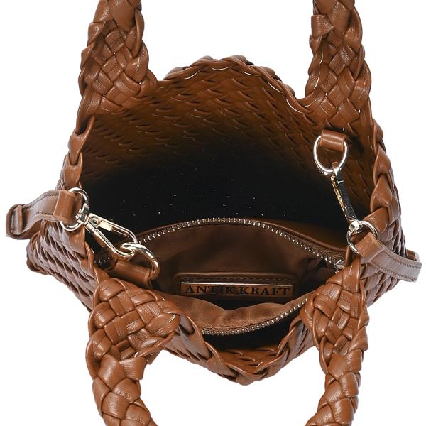 2IN1 BRAID DESIGN HANDLE TOTE BAG WITH CLUTCH SET