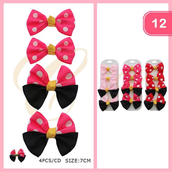 POLK A DOT HAIR BOW CLIP (12 UNITS )