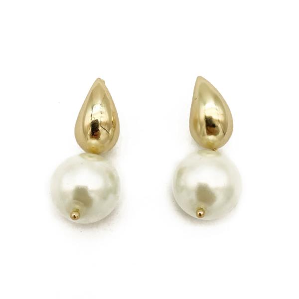 METAL & PEARL EARRING