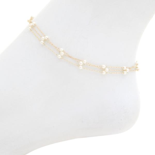 PEARL BEAD DAINTY LINK LAYERED ANKLET