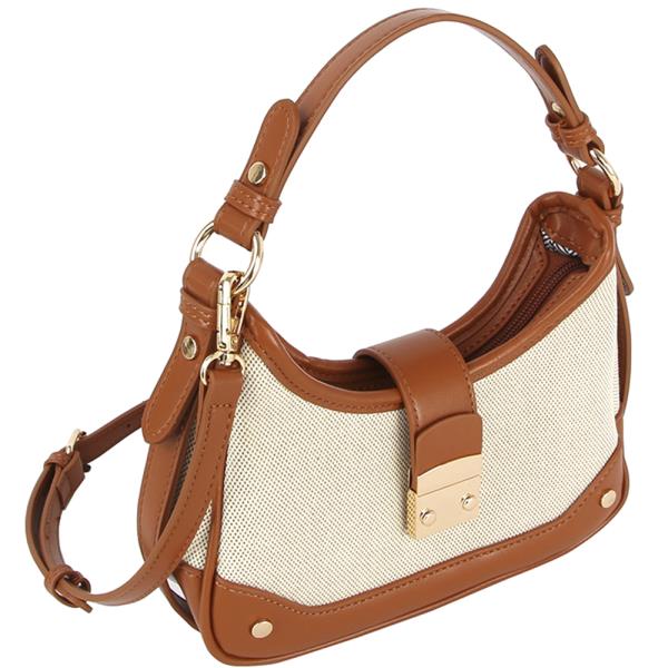 TWO TONE TEXTURED CHIC HANDLE BAG