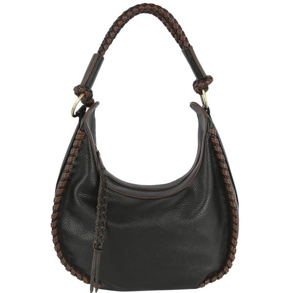 SMOOTH FASHION BRAID DESIGN ZIPPER SHOULDER BAG W STRAP