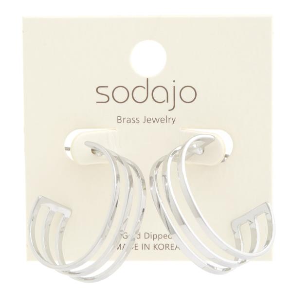 SODAJO LINED OPEN HOOP GOLD DIPPED EARRING