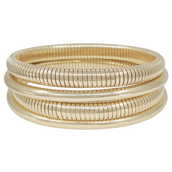 WATER RESISTANT 4 SET 2 BANGLE/2 STRETCH METAL BRACELET