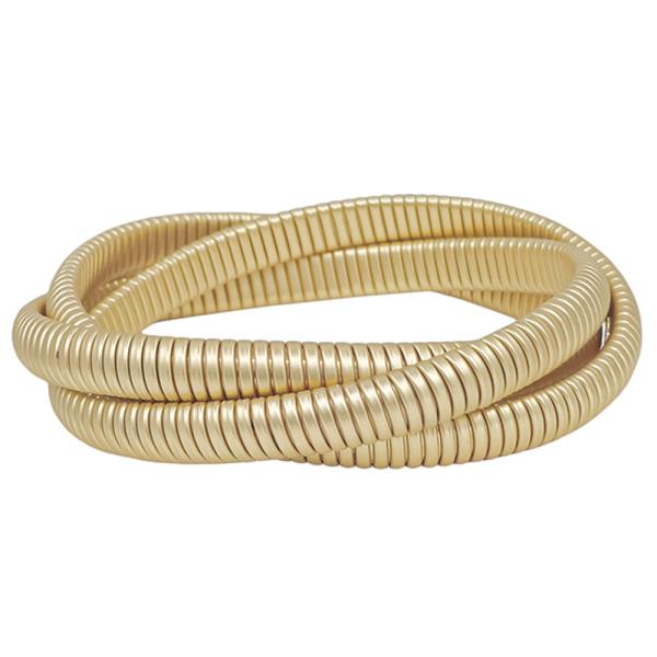 WATER RESISTANT 3 SET 8 MM BOLD METAL STRETCH BRACELET
