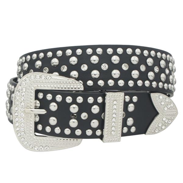 RHINESTONE ACCENT BUCKLE WITH STUD STRAP