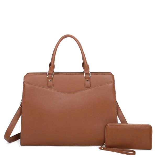 2IN1 PLAIN SMOOTH SATCHEL BAG WITH WALLET SET