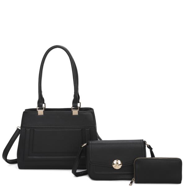 3IN1 SMOOTH FASHION SATCHEL WITH CROSSBODY AND WALLET SET