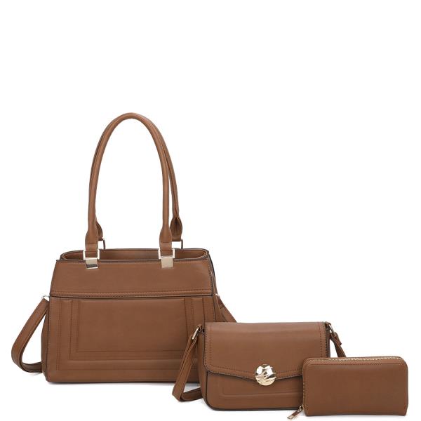 3IN1 SMOOTH FASHION SATCHEL WITH CROSSBODY AND WALLET SET