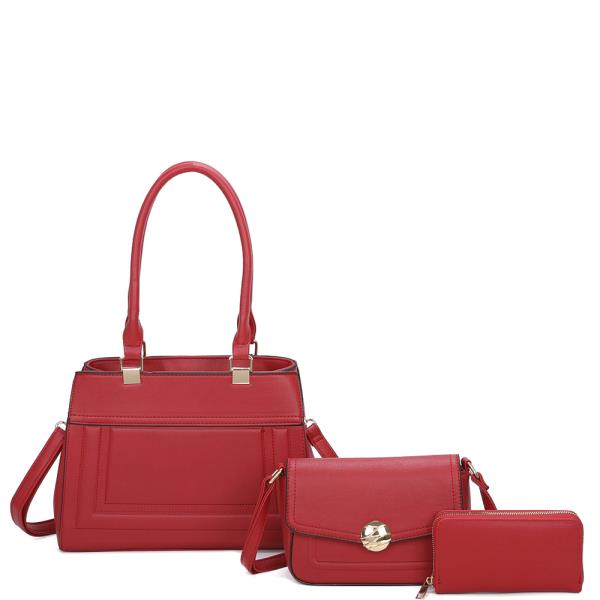 3IN1 SMOOTH FASHION SATCHEL WITH CROSSBODY AND WALLET SET