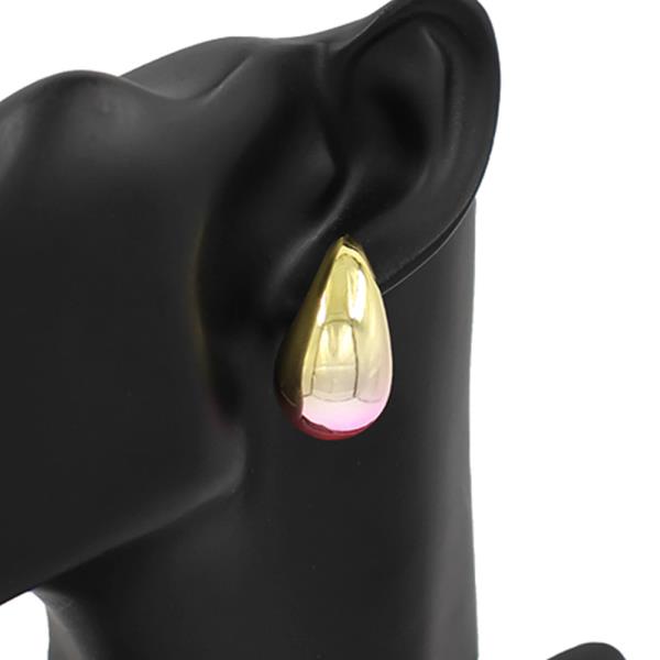 TWO TONE TEARDROP DOME EARRING