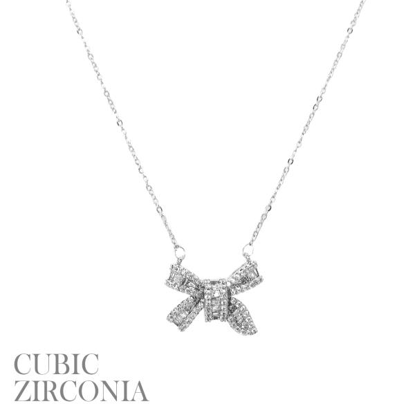 CZ BAGUETTE BOW NECKLACE