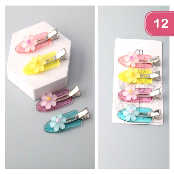 FLOWER NO BEND HAIR CLIPS ( 12 UNITS)