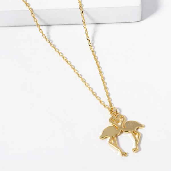 18K GOLD RHODIUM DIPPED ADVICE FROM A FLAMINGO NECKLACE